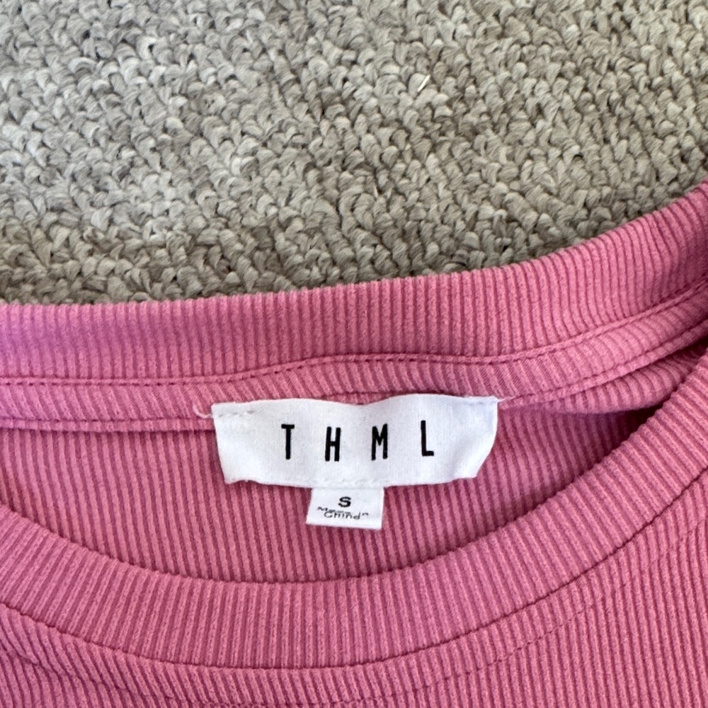 Pink Ruffle-Sleeve Ribbed Top - Picture 2 of 3
